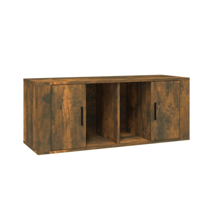 Meuble TV Chêne fumé 100x35x40 cm Bois d'ingénierie