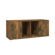 Meuble TV Chêne fumé 100x35x40 cm Bois d'ingénierie