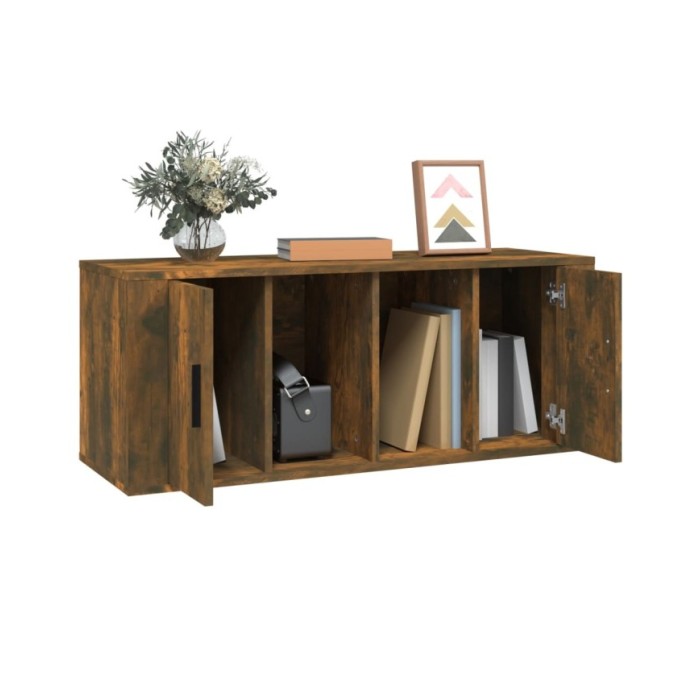 Meuble TV Chêne fumé 100x35x40 cm Bois d'ingénierie