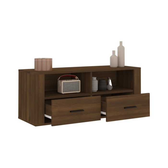 Meuble TV Chêne marron 100x35x40 cm Bois d'ingénierie