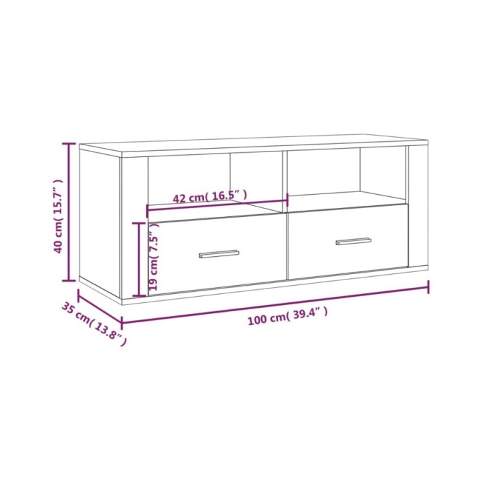 Meuble TV Chêne marron 100x35x40 cm Bois d'ingénierie