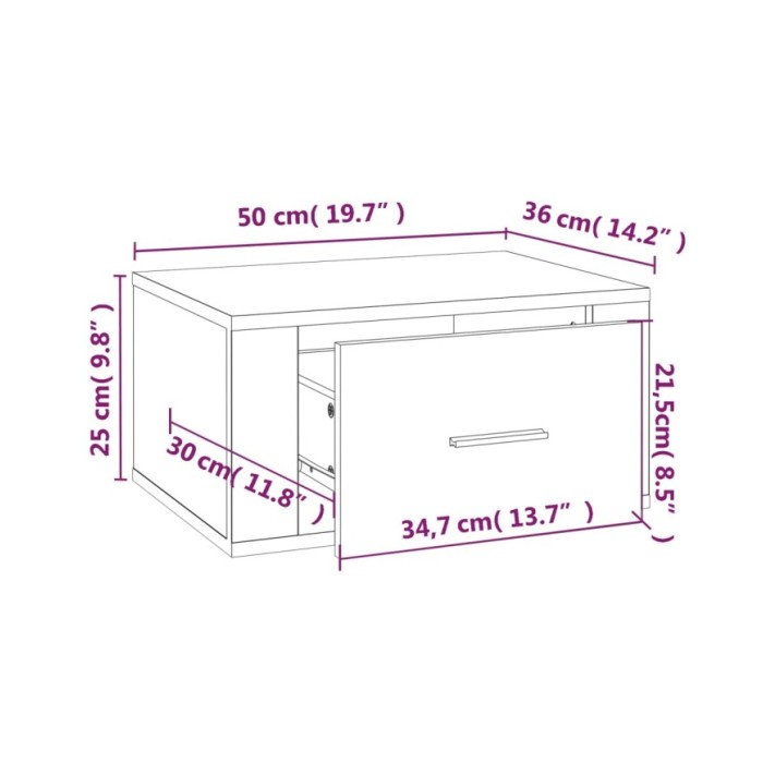 Tables de chevet murales 2 pcs Chêne marron 50x36x25 cm