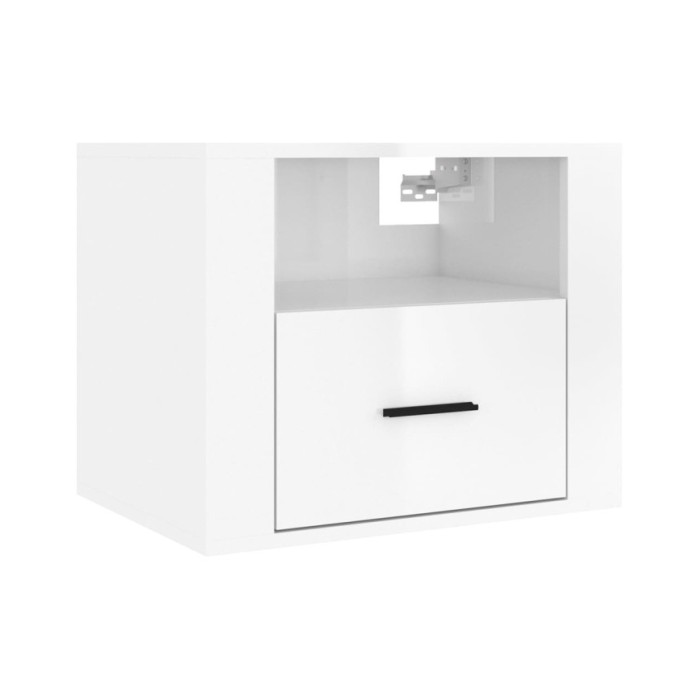 Tables de chevet murales 2 pcs Blanc brillant 50x36x40 cm