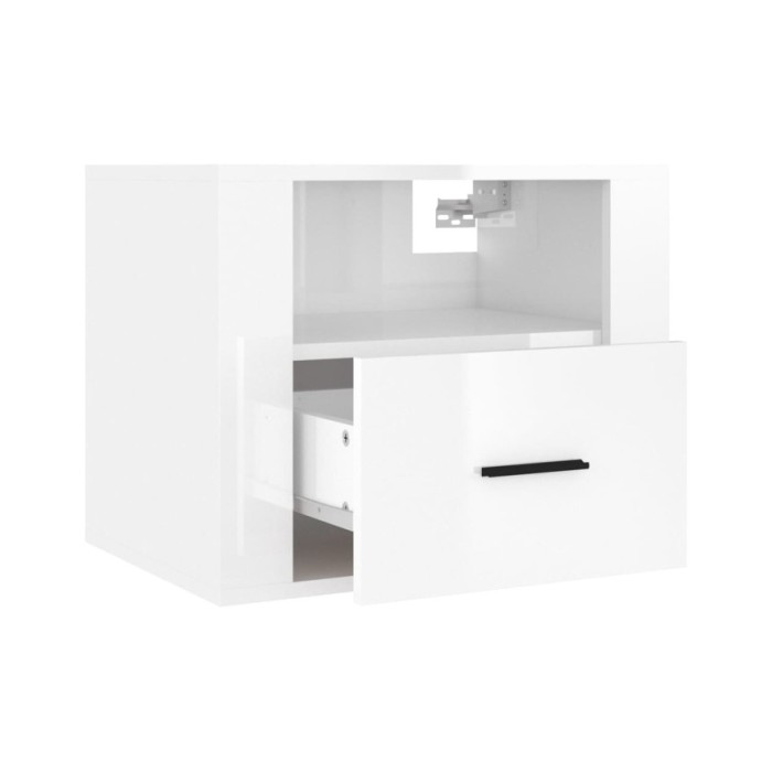 Tables de chevet murales 2 pcs Blanc brillant 50x36x40 cm
