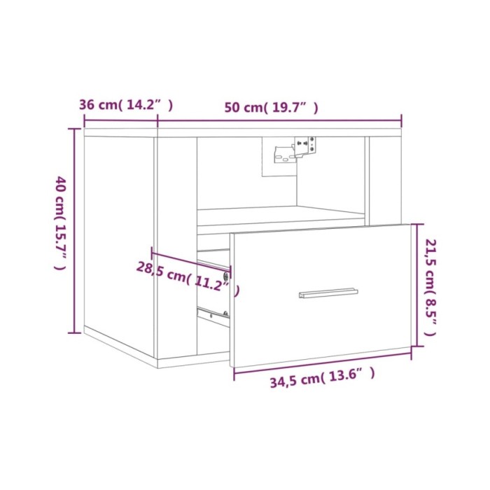 Tables de chevet murales 2 pcs Blanc brillant 50x36x40 cm