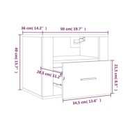 Tables de chevet murales 2 pcs Blanc brillant 50x36x40 cm