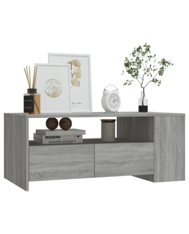 Table basse Sonoma gris 102x55x42 cm Bois d'ingénierie