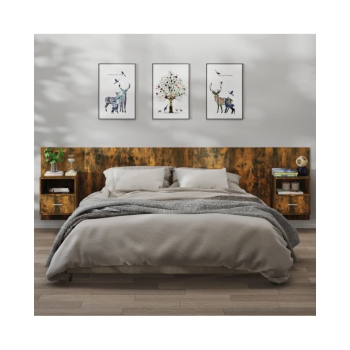 Tables de chevet murales 2 pcs Chêne fumé Bois d'ingénierie