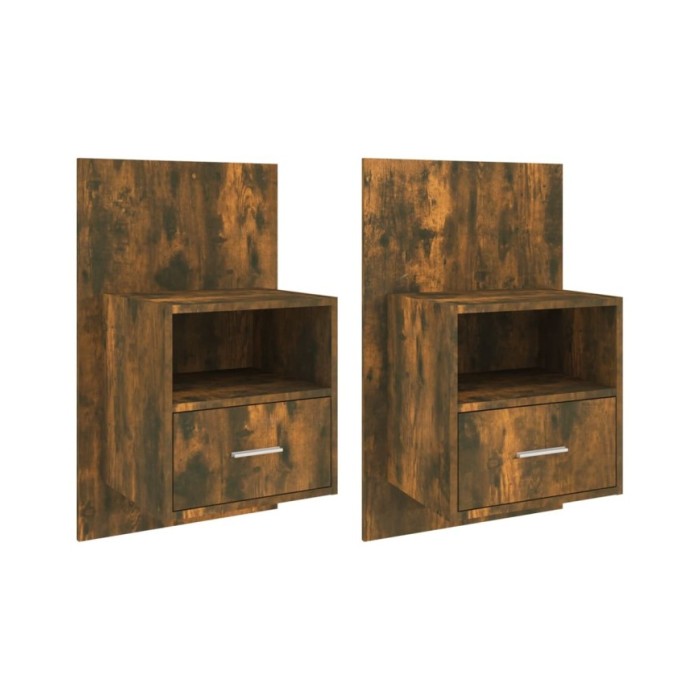 Tables de chevet murales 2 pcs Chêne fumé Bois d'ingénierie