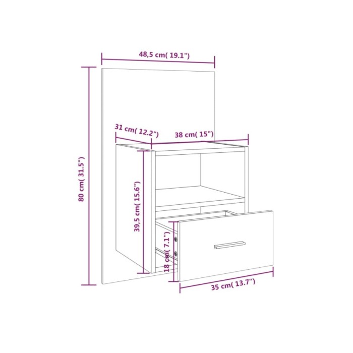 Tables de chevet murales 2 pcs Chêne fumé Bois d'ingénierie