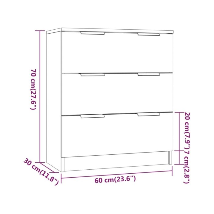 Buffet Chêne fumé 60x30x70 cm Bois d'ingénierie