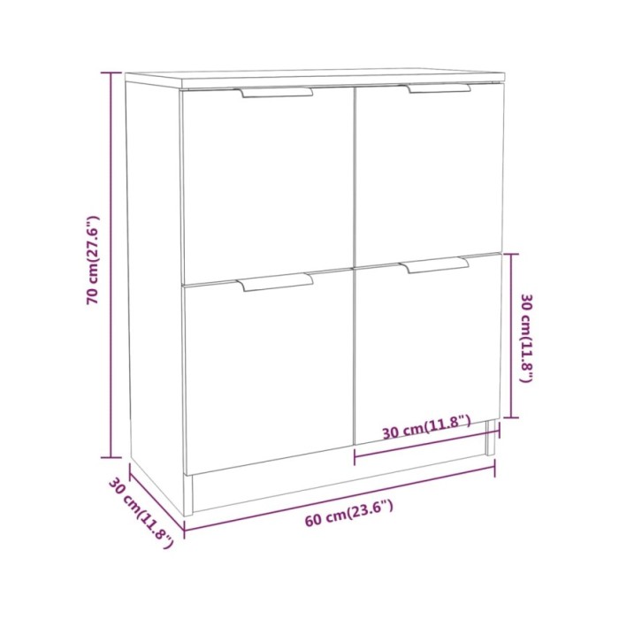 Buffet Sonoma gris 60x30x70 cm Bois d'ingénierie