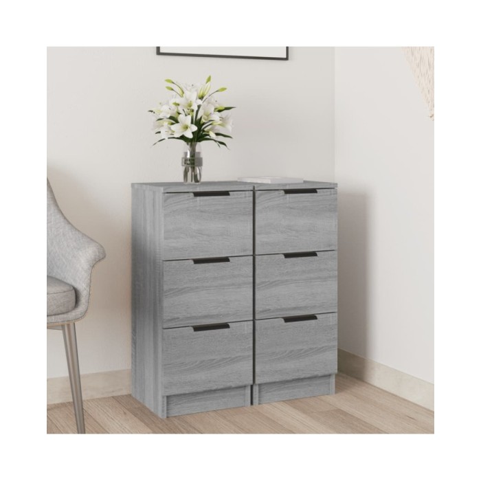 Buffets 2 pcs Sonoma gris 30x30x70 cm Bois d'ingénierie