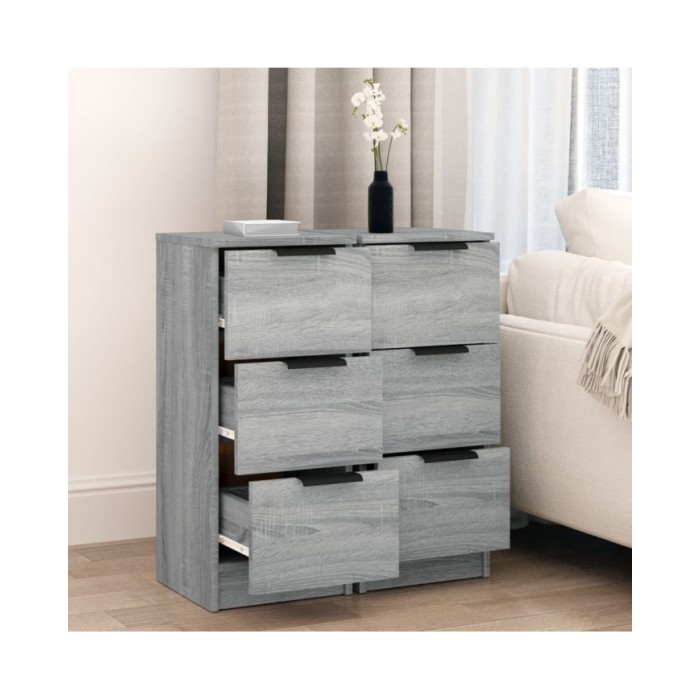 Buffets 2 pcs Sonoma gris 30x30x70 cm Bois d'ingénierie