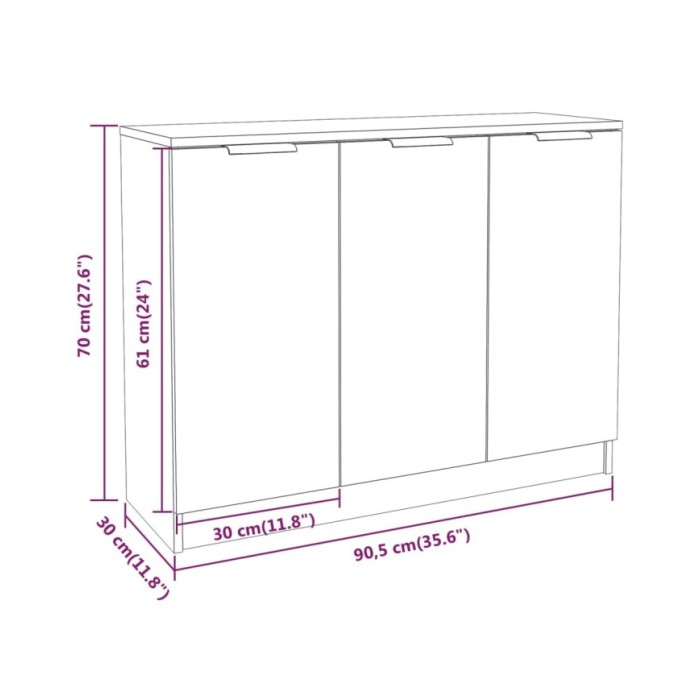 Buffet Sonoma gris 90,5x30x70 cm Bois d'ingénierie