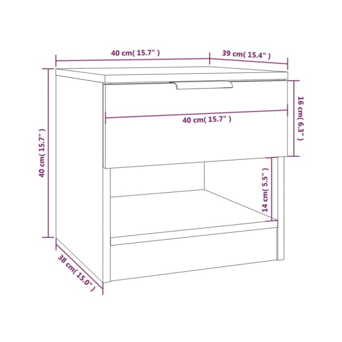 Table de chevet Chêne fumé Bois d'ingénierie