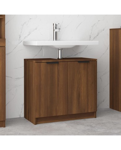 Armoire de bain Chêne fumé 64,5x33,5x59 cm Bois d'ingénierie