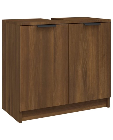 Armoire de bain Chêne fumé 64,5x33,5x59 cm Bois d'ingénierie