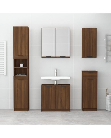 Armoire de bain Chêne fumé 64,5x33,5x59 cm Bois d'ingénierie