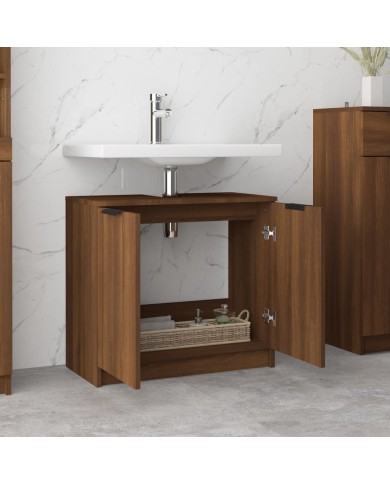 Armoire de bain Chêne fumé 64,5x33,5x59 cm Bois d'ingénierie