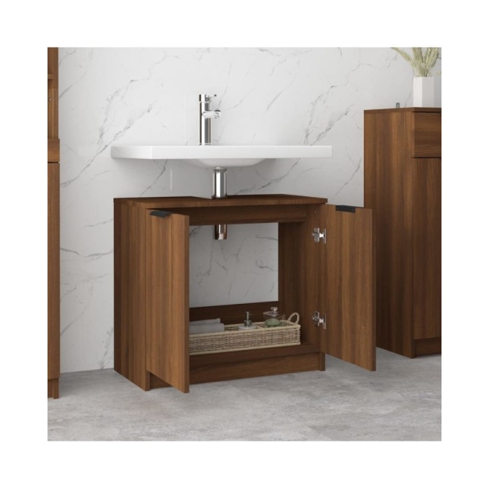Armoire de bain Chêne fumé 64,5x33,5x59 cm Bois d'ingénierie