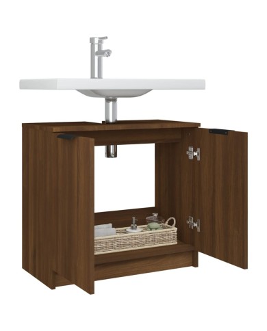 Armoire de bain Chêne fumé 64,5x33,5x59 cm Bois d'ingénierie