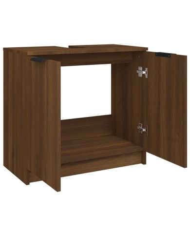 Armoire de bain Chêne fumé 64,5x33,5x59 cm Bois d'ingénierie