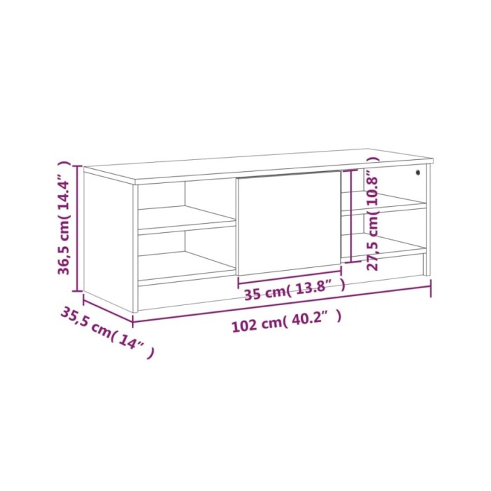 Meuble TV Sonoma gris 102x35,5x36,5 cm Bois d'ingénierie