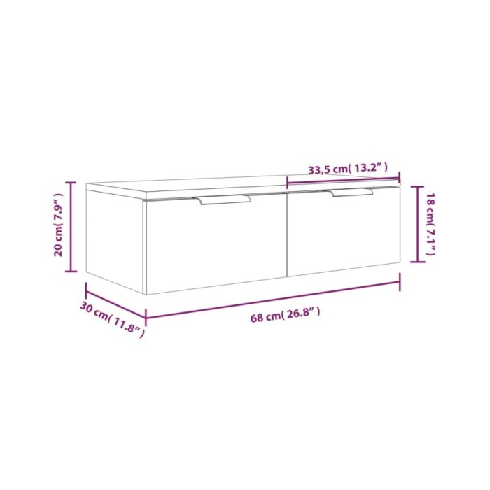 Armoire murale Chêne marron 68x30x20 cm Bois d'ingénierie