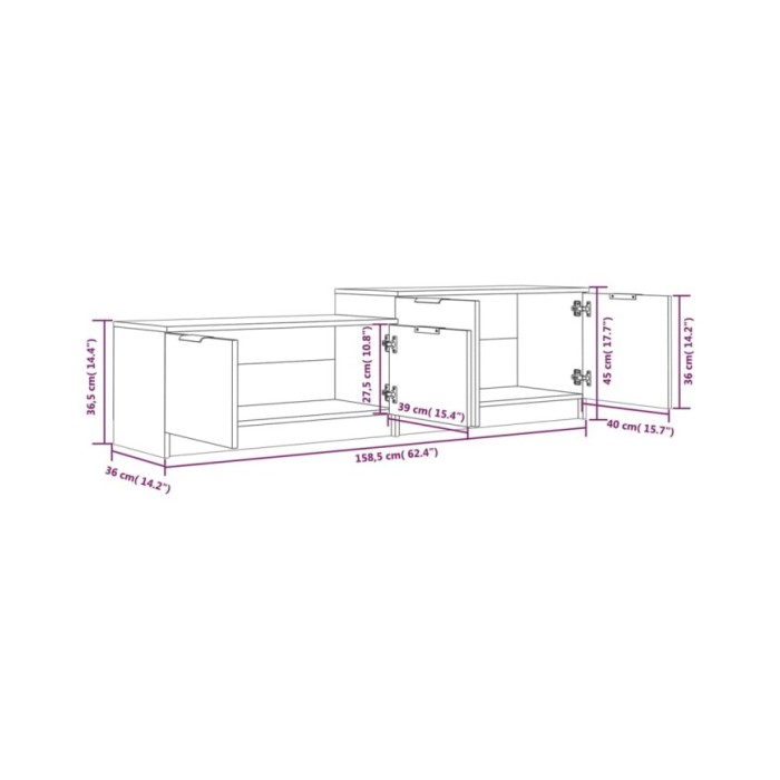 Meuble TV Chêne marron 158,5x36x45 cm Bois d'ingénierie