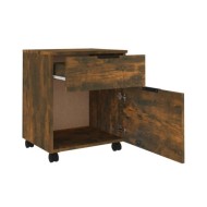 Classeur mobile avec roues Chêne fumé 45x38x54 cm Bois