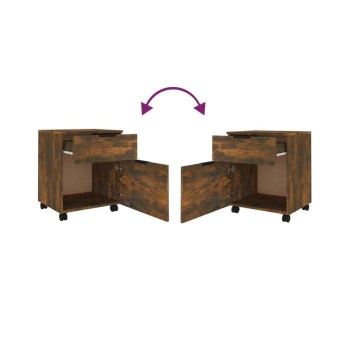 Classeur mobile avec roues Chêne fumé 45x38x54 cm Bois