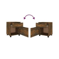 Classeur mobile avec roues Chêne fumé 45x38x54 cm Bois