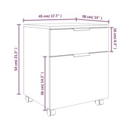 Classeur mobile avec roues Chêne fumé 45x38x54 cm Bois