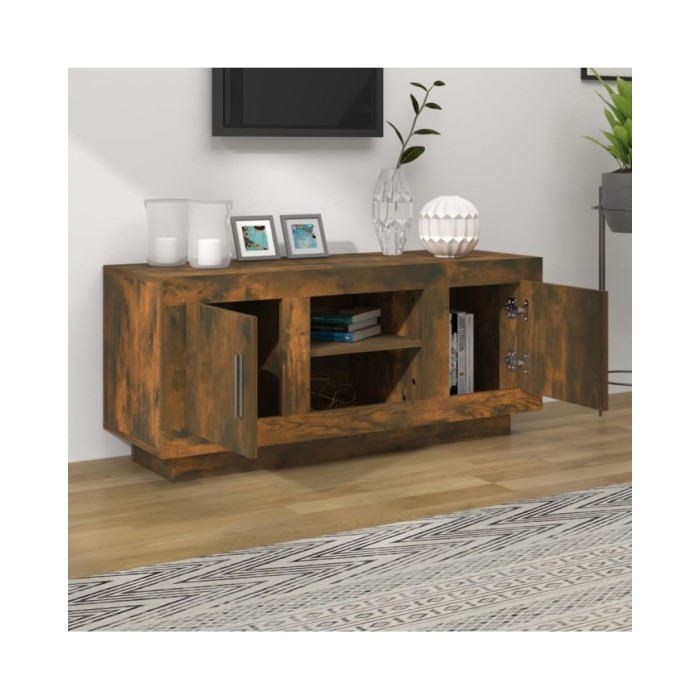 Meuble TV Chêne fumé 102x35x45 cm Bois d'ingénierie