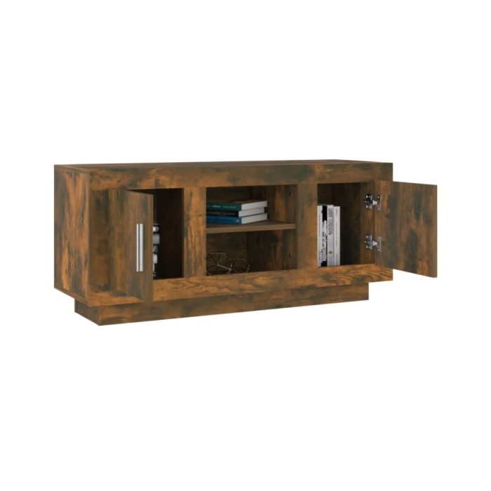 Meuble TV Chêne fumé 102x35x45 cm Bois d'ingénierie