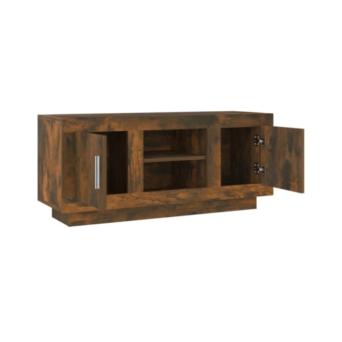 Meuble TV Chêne fumé 102x35x45 cm Bois d'ingénierie