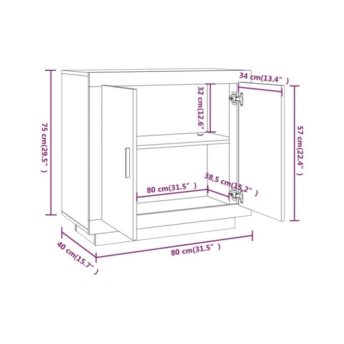 Buffet Sonoma gris 80x40x75 cm Bois d'ingénierie