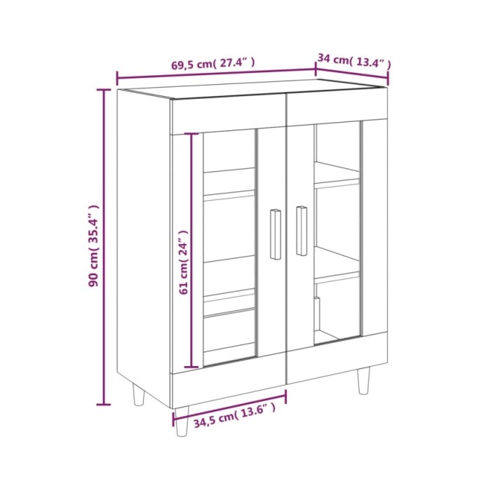 Buffet Chêne marron 69,5x34x90 cm Bois d'ingénierie