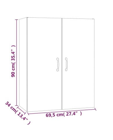 Armoire suspendue Sonoma gris 69,5x34x90 cm Bois d'ingénierie
