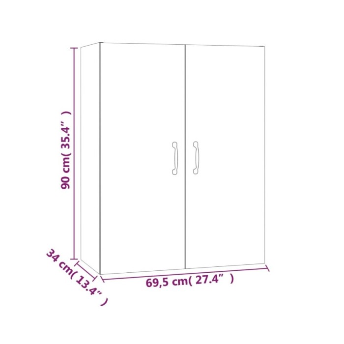 Armoire suspendue Sonoma gris 69,5x34x90 cm Bois d'ingénierie