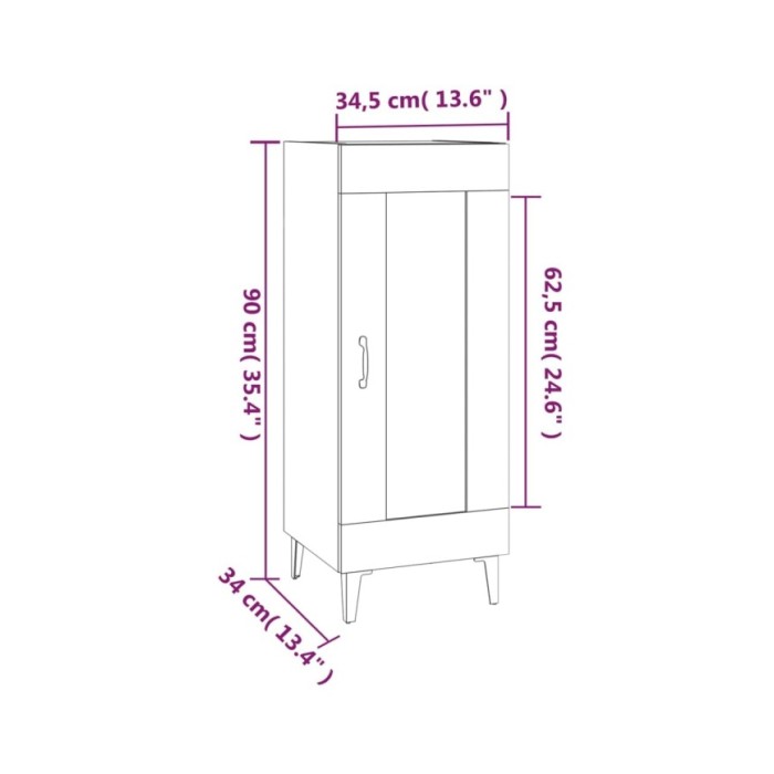 Buffet Chêne fumé 34,5x34x90 cm Bois d'ingénierie