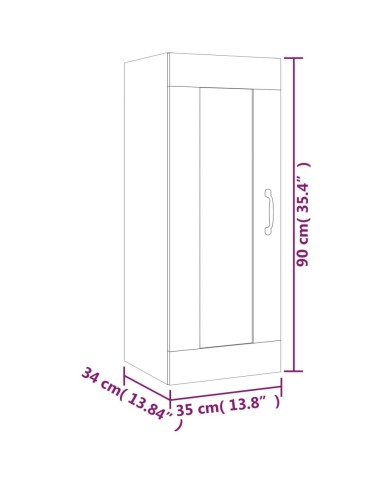 Armoire suspendue Chêne marron 35x34x90 cm Bois d'ingénierie