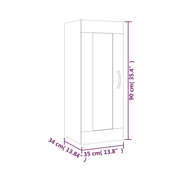 Armoire suspendue Chêne marron 35x34x90 cm Bois d'ingénierie