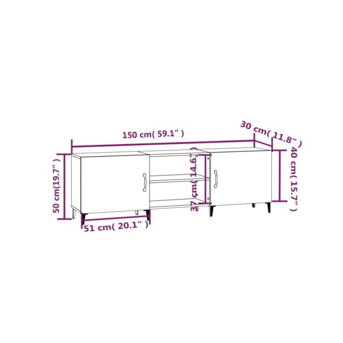 Meuble TV Sonoma gris 150x30x50 cm Bois d'ingénierie