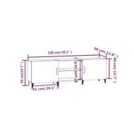 Meuble TV Sonoma gris 150x30x50 cm Bois d'ingénierie
