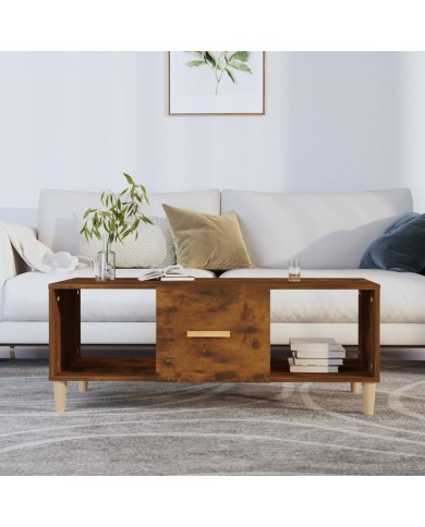 Table basse Chêne fumé 102x50x40 cm Bois d'ingénierie