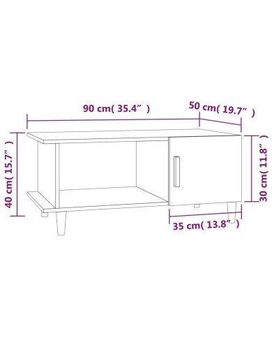 Table basse Chêne marron 90x50x40 cm Bois d'ingénierie