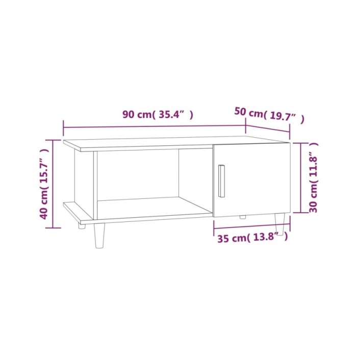 Table basse Chêne marron 90x50x40 cm Bois d'ingénierie