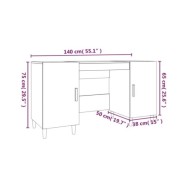 Bureau Sonoma gris 140x50x75 cm Bois d'ingénierie